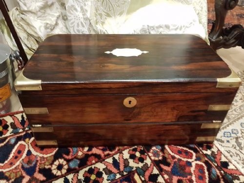 fig 1. Finest Quality Regency Period Large Rosewood Campaign Writing Slope.