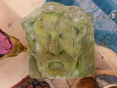 A Very Heavy Carved Sandstone Head of a Bearded Medieval Figure.