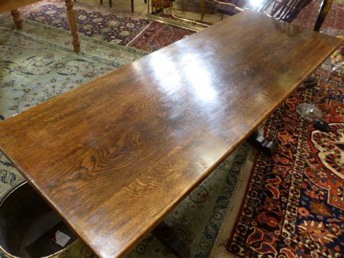 A Good Oak Refectory Dining Table.