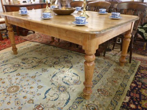 Large Pine Victorian Kitchen Table.