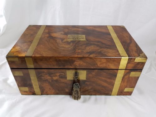 Late 19th Century Walnut Campaign Writing Slope.