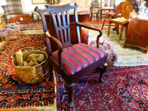 Unusual 18th Century Desk Chair with Upholstered Seat