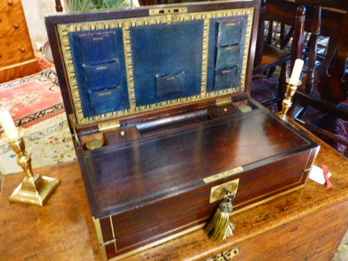 William 1v Rosewood Writing Slope with Campaign Handles.