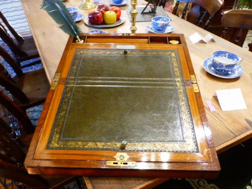 19th Century Mahogany Writing Slope with Ebony Inlay.
