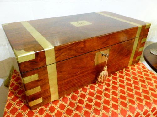 Walnut Brass Bound Writing Slope.  C.1890.
