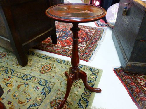 Neat Red Lacquered Wine Table/ Lamp Table.