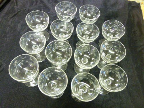 Fine Set of 14 French Champagne Saucers with Etched Star Pattern