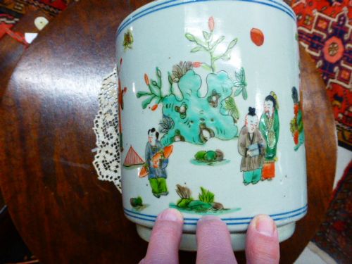Large 19th C. Chinese Brush Pot or Cache Pot.