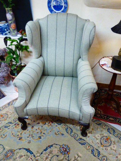 Fine Quality Early 19th C. Wing Armchair with New Upholstery