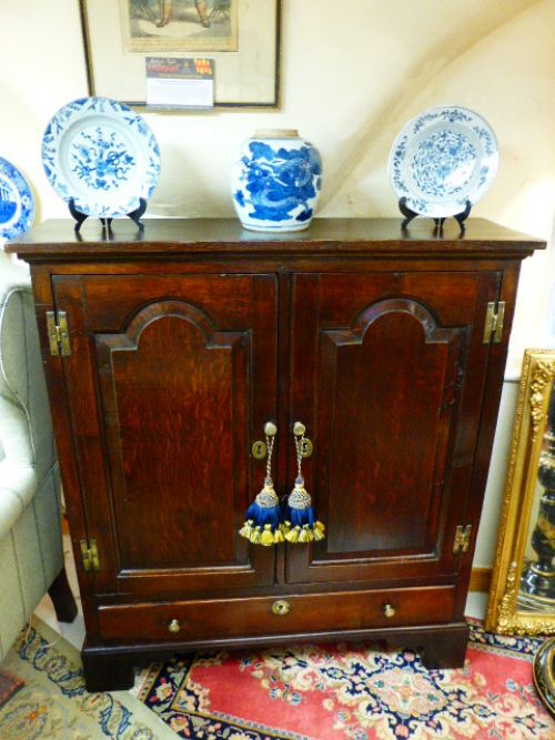18th Century Oak Cupboard with Long Drawer to Base