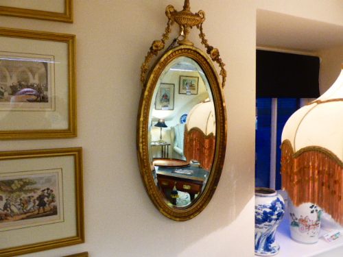 Useful Early 19th C. Wall Mirror in the Sheraton Style.
