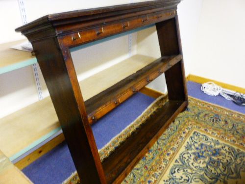 18th Century Oak Plate Rack with Cup Hooks.