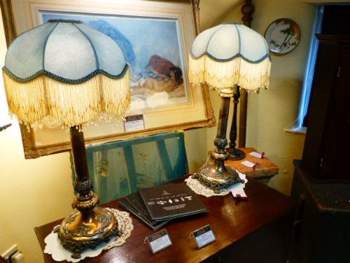 Pair of Rare 19th C. French Table Lamps with Handmade Shades