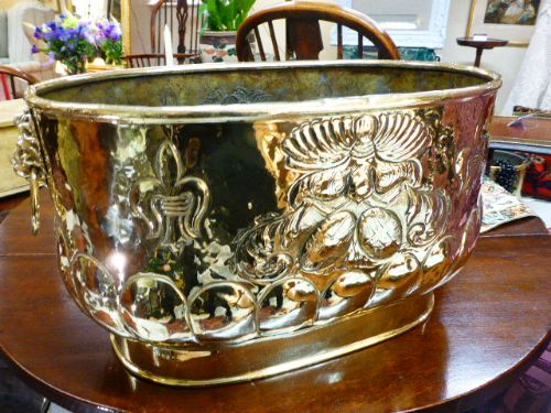 Large French Decorative Brass Planter. 19th C.
