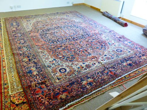 Large Antique Heriz Persian Carpet.