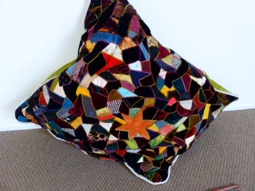 Large Victorian Patchwork Cushion.  C.1880.