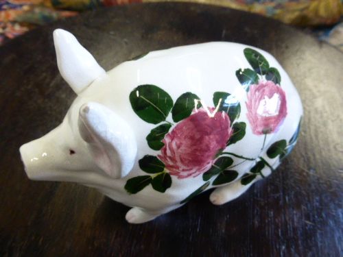 Small Weymss Ceramic Pig with Rare Red Clover Design.