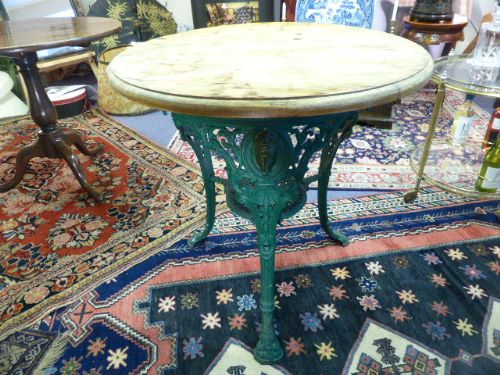 Victorian Cast Iron Pub Table with Wooden Top. C.1896.