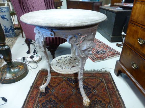 Cast Iron Garden Table with Marble/stone Top.
