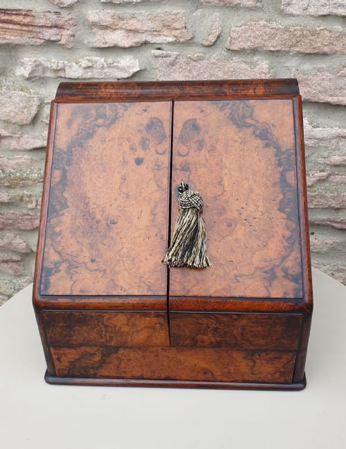 Early Victorian Burr Walnut Stationery Box