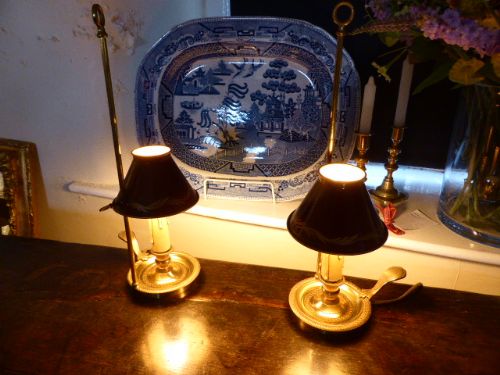 Pair of French Bouillotte Table Lamps.