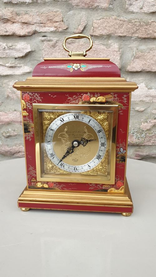 Charming ‘Elliott of London’  Chinoiserie Design Mantle Clock