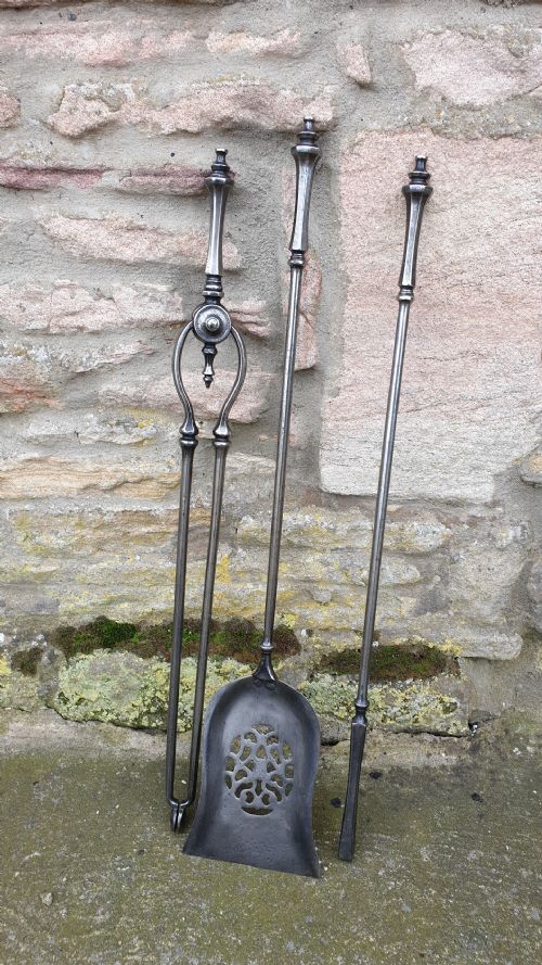 Handsome Set of 19th Century Steel Fire Irons.