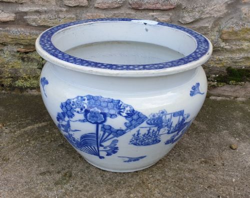 Huge Blue and White Chinese Jardiniere. 19th C