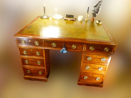 19th Century Mahogany Partners Pedestal Desk. C.1860.