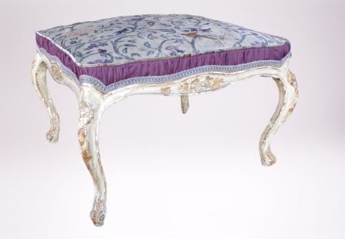 Stylish 19th Century French Upholstered Hand Painted Stool.