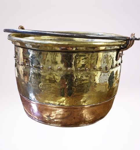 19th Century Brass and Copper Log Bin