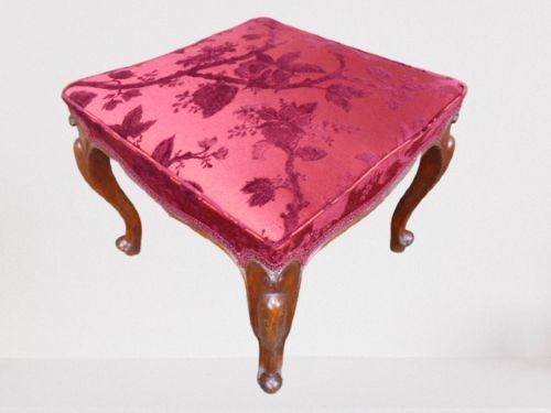 Stylish Victorian Upholstered Stool with New Upholstery