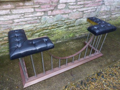 Handsome Edwardian Club Fender with Deep Buttoned Leather Seats.