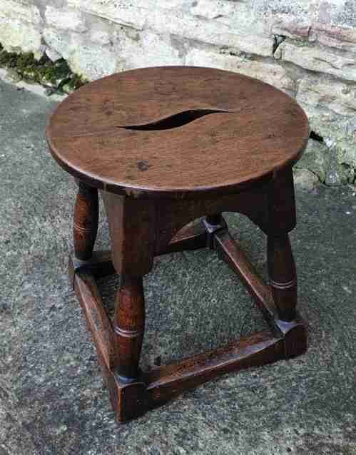Small Country Oak Stool with Elm Top