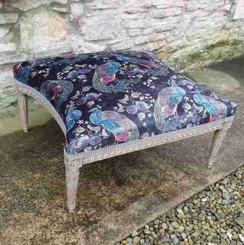 Large French Upholstered Lounge Stool.  C.1880.
