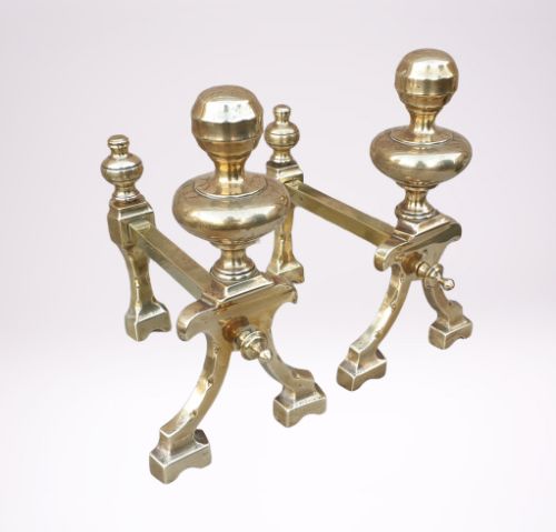 19th Century Brass Fire Dogs