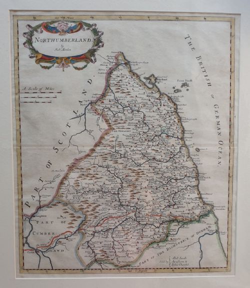 Robert Morden Map of Northumberland, Published 1695