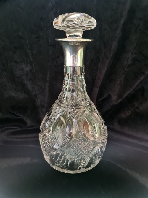 Richard Comyns Decanter with Silver Collar 1930