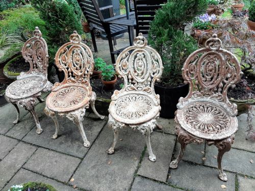 Set of Four 19th Century Cast-iron Garden Chairs