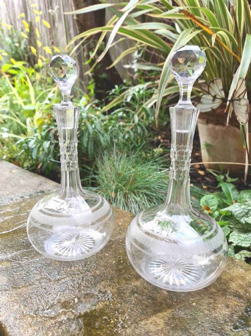 A Pair of Edwardian Wine Decanters