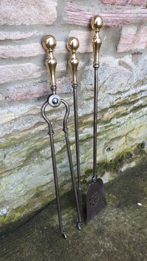 Quality Set of 19th Century Steel Fire Irons