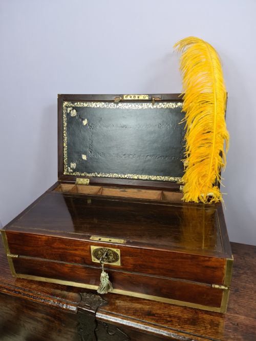 fig 1. Finest Quality Georgian Rosewood Campaign Writing Slope
