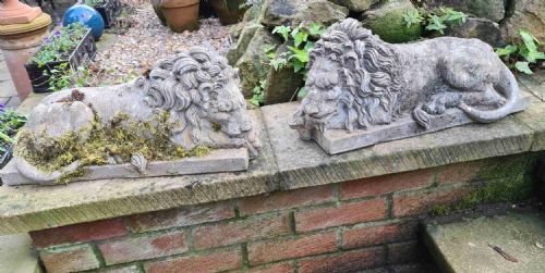 Pair of Canova Lions After St Peters, Rome and Chatsworth House