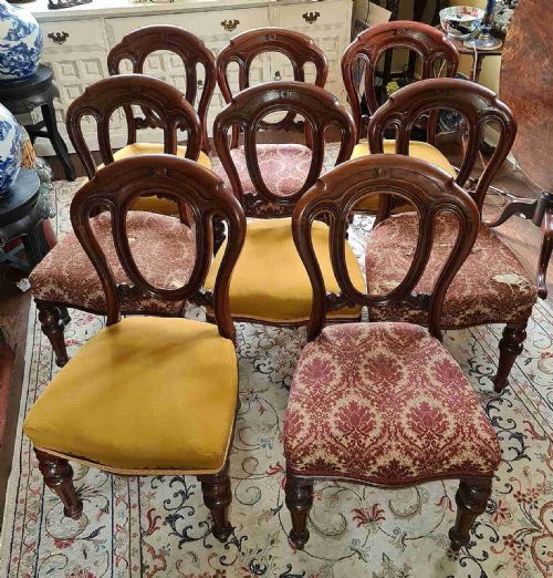 Fine Set of Eight 19th Century Balloon Back Chairs