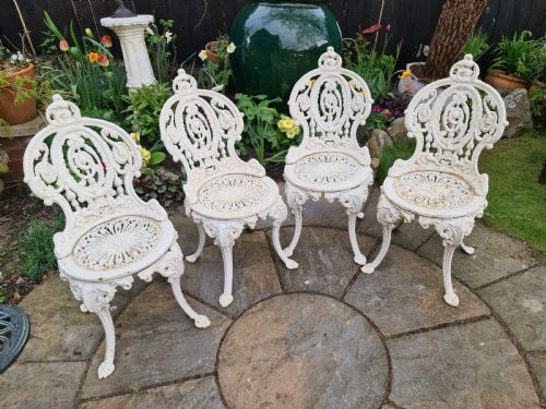 Early 20th Century Cast Iron Garden Chairs Set of Four