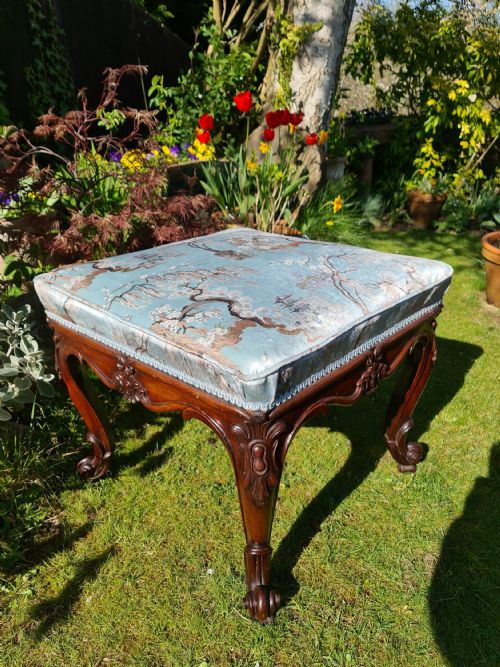 Handsome Georgian Regency Rosewood Carved Stool