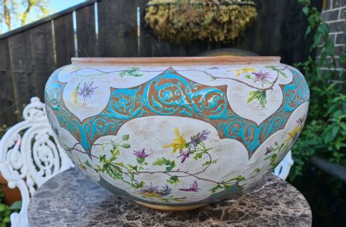 A Large Terracotta and Enamel Clemant Massier Jardiniere