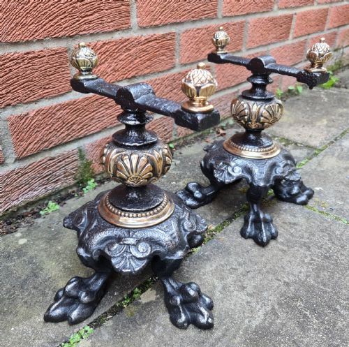 Extremely Unusual and Ornate Pair of Fire Dogs