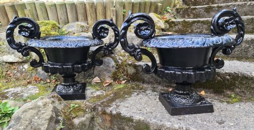 Pair 19th Century French Cast-iron Urns