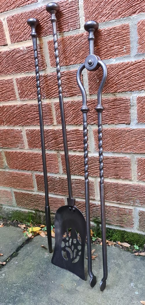 Set of 19th Century Steel Fire Irons